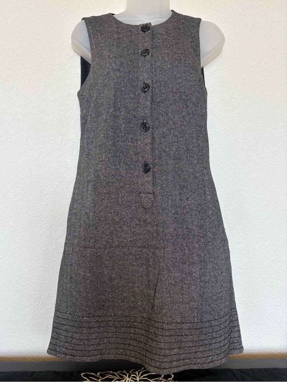 GAP Sleeveless Button-Front Gray Dress